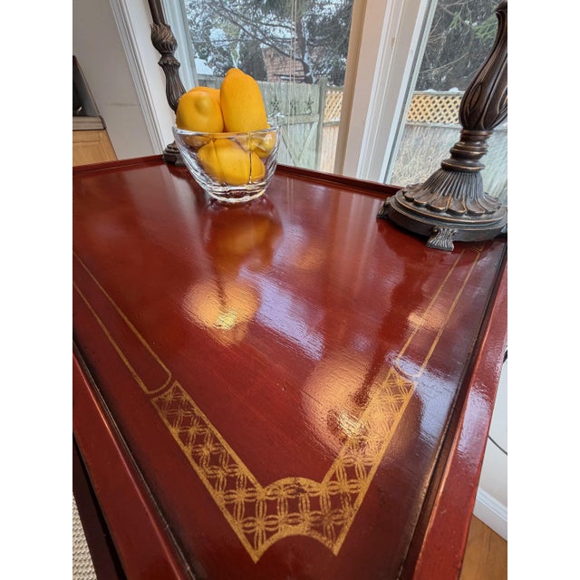 Chinoiserie Style Server with Removable Mirrored Tray by Century Crafted from solid mahogany, this Chinoiserie server is...