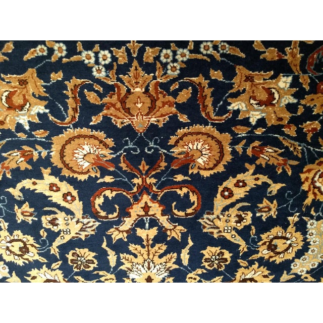 Antique Persian Tabriz Rug, Hand-Knotted Wool & Silk, Allover Floral Pattern, Navy & Tan, 6x10 For Sale - Image 10 of 13