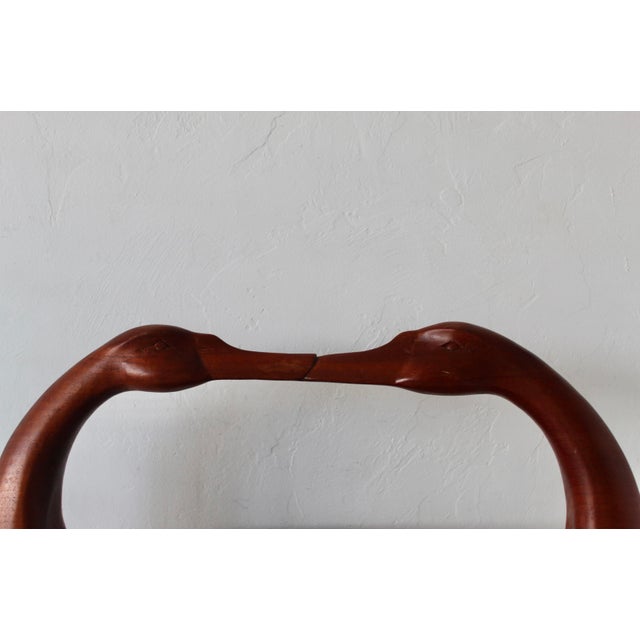 1980s Mid Century Folk Asian Chinoiserie Carved Double Swan Basket For Sale - Image 4 of 17