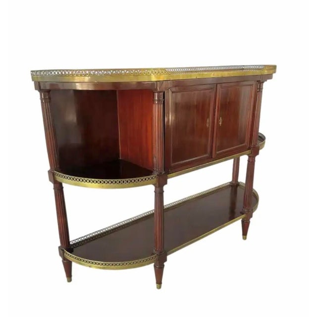 French Mahogany Buffet With Marble Top and Brass Gallery For Sale - Image 14 of 17