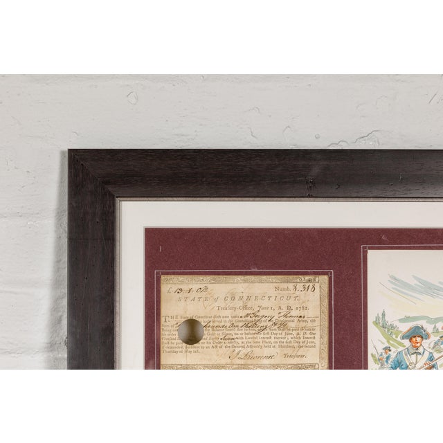 Wood 1780s American Revolutionary War Bond, State of Connecticut in Black Frame For Sale - Image 7 of 12