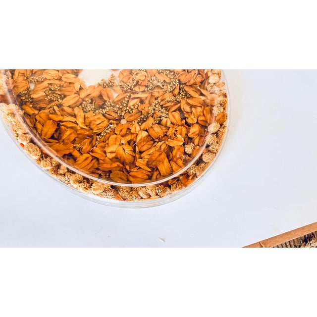 Asian Plastic Oval Tray with Embedded Dried Flowers and Leaves, 1970s For Sale - Image 6 of 12