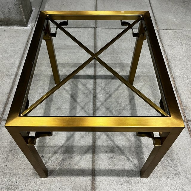 Mastercraft Chinese Chippendale Brass End Table With Fretwork For Sale - Image 9 of 12