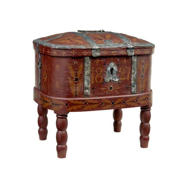 Brown Swedish Shaped Box on Stand, 1850s For Sale - Image 8 of 8