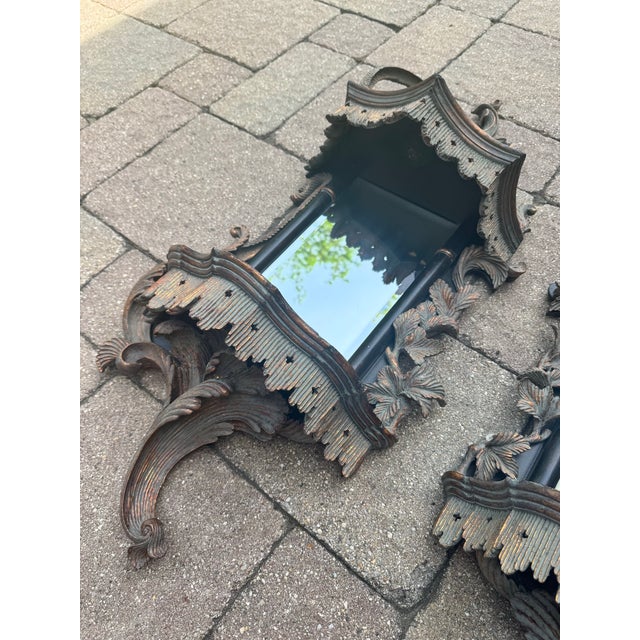 Early 2000s Chippendale Style Mirrored Wall Shelves - A Pair For Sale In Chicago - Image 6 of 13