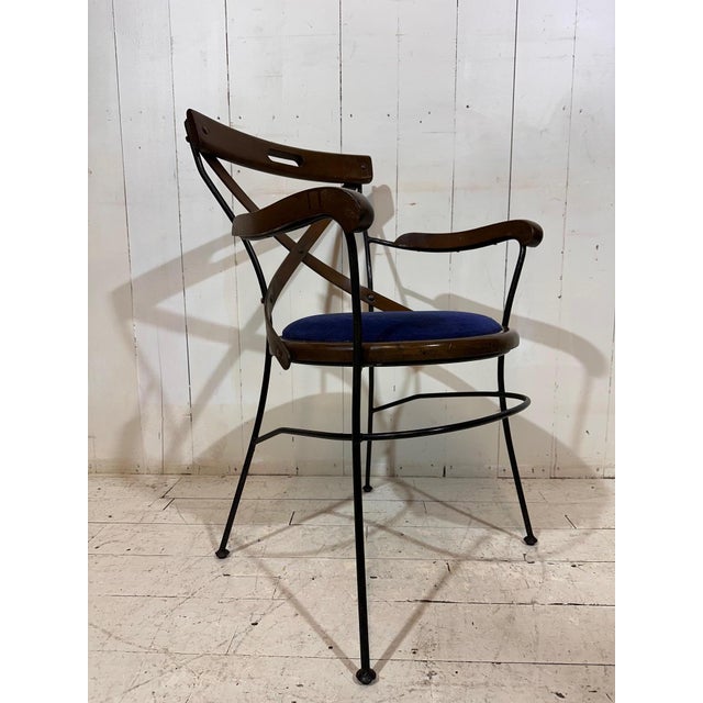 Bistro Armchairs with Blue Velvet Seats by Andy Thornton, England, 1980s For Sale - Image 4 of 13