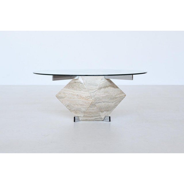 Diamond Shaped Coffee Table in White Travertine, 1960 For Sale - Image 4 of 18