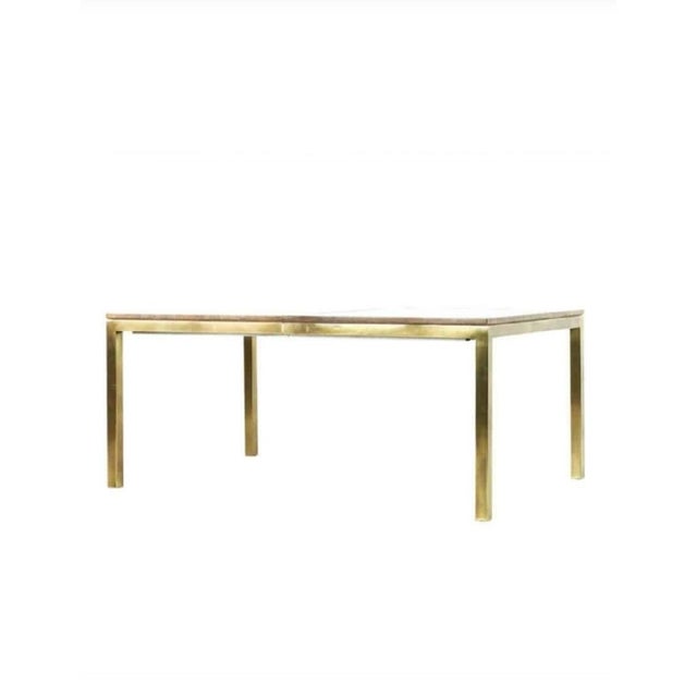 Mid-Century Modern 1980s Vintage Mastercraft Style Huge Fretwork Brass Glass Dark Wood Extension Dining Room Table For Sale - Image 3 of 17