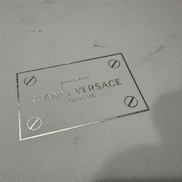 Gianni Versace Couture White Leather and Brass Luxury Beauty Case For Sale - Image 10 of 12