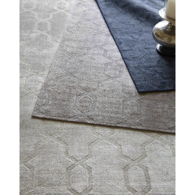 Silver Exquisite Rugs Cergy Hand loom Wool/Viscose Silver Rug-10'x14' For Sale - Image 8 of 9