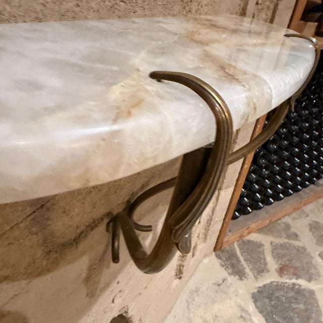 1950s Sculptural Venetian Wall Console Table Cristallo Brass Italy For Sale - Image 10 of 13