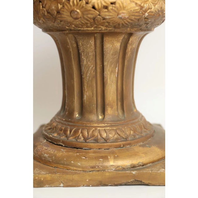 Wood 19th-Century French Altar Gilt & Gesso Candle Stands, Pair / Neoclassical For Sale - Image 7 of 8