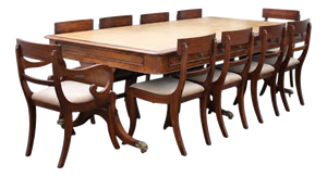 Vintage Mahogany Boardroom Table and Chairs, 1920, Set of 11