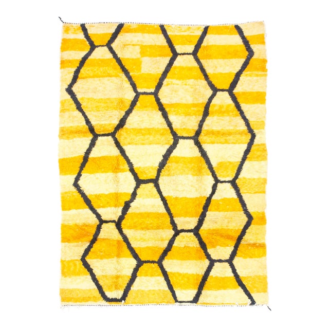 Vintage Yellow & Orange Moroccan Rug 6’9" X 9’7" For Sale