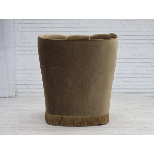 Danish Relax Armchair in Dark Green Velour and Ash, 1960s For Sale - Image 11 of 18