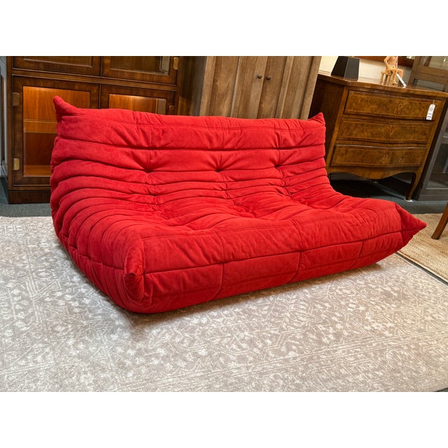 Michel Ducaroy for Ligne Roset Toga Sectional in Alcantara Goya Red, Set of Four For Sale - Image 17 of 18