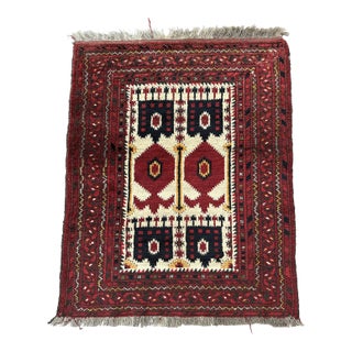 Ivory Turkmen Hand-Knotted Wool Rug - 3'10" X 3'0" For Sale