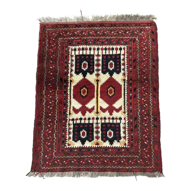 Ivory Turkmen Hand-Knotted Wool Rug - 3'10" X 3'0" For Sale