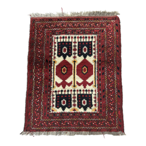 Ivory Turkmen Hand-Knotted Wool Rug - 3'10" X 3'0"