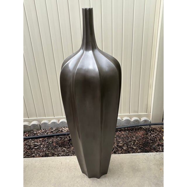 Vintage Bronzed Large Accolade Floor Vases For Sale - Image 4 of 5