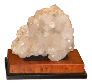 Large Quartz Crystal Specimen on a Separate Leather Covered Wood Base