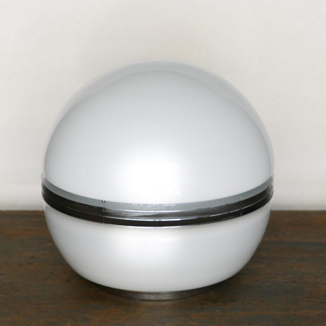 A big table lamp from '70 years. Italian Design. Designed by Ernico Tronconi. Opaline white glasses with chromed metal...