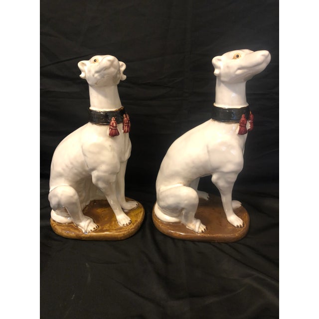 Vintage Hollywood Regency Whippet Greyhound Italian Figurine Statute - a Pair For Sale - Image 4 of 4