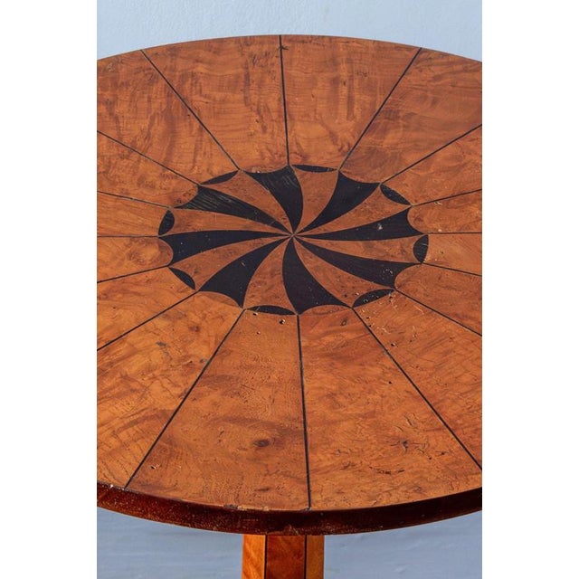 Brown Biedermeier Style Figured Wood Tilt-Top Table For Sale - Image 8 of 11