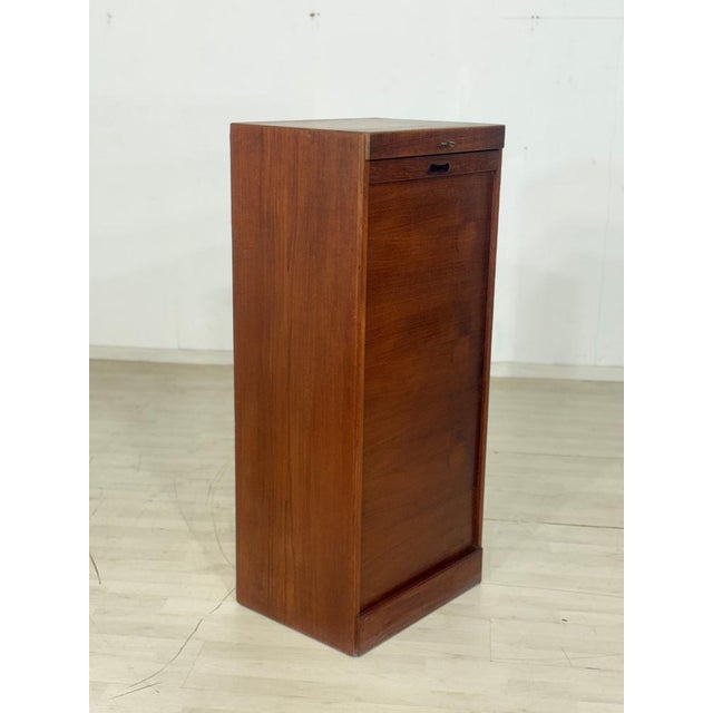 Brown Vintage Danish Teak Roll-Top Cabinet For Sale - Image 8 of 14