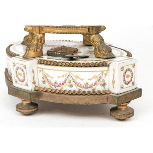 19th C. French Louis XVI Sèvres-Style Porcelain & Ormolu Mantel Clock, Signed Theodore B. Starr Ny For Sale - Image 14 of 18