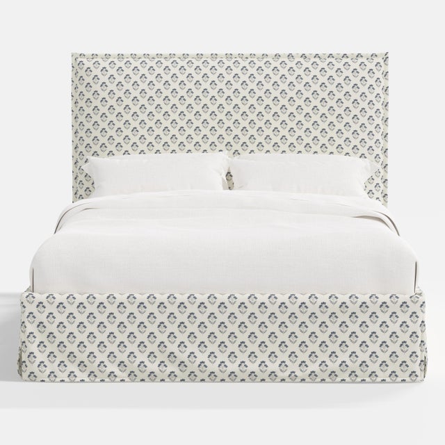 Transitional Stoffer Home x Cloth & Company Maura Slipcover Bed in Francie Blue - California King For Sale - Image 3 of 6