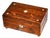 Charming Small Antique Victorian Wood Jewelry Box With Key Inset Mother of Pearl Home Decor For Sale