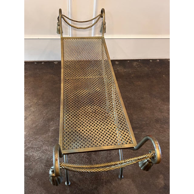 Mid 20th Century Italian Gilt Metal Rope & Tassel Bench For Sale - Image 9 of 11