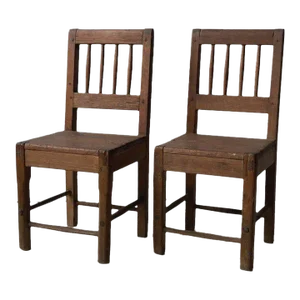 Rare Antique Southwestern Pine Taos Territorial Chairs, a Pair, Circa Late 19th Century