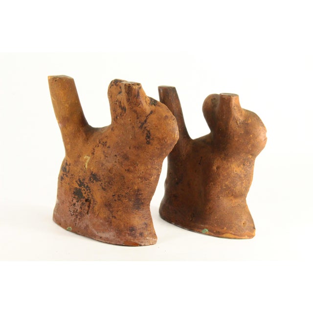 Rare 19th C Pair of Glazed Redware Rabbit Molds, Pennsylvania For Sale - Image 4 of 18