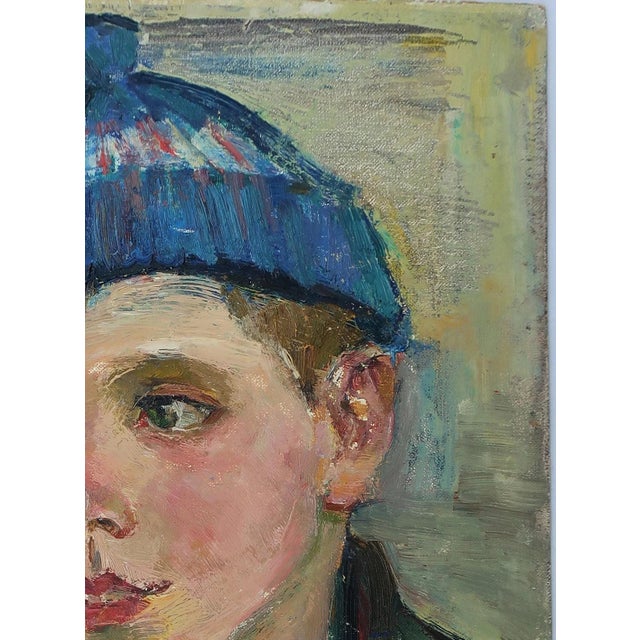 Realism 1980s Soviet Child Portrait, Original Oil Painting, Ukrainian Artist 35-26 For Sale - Image 3 of 6