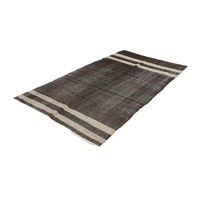 Mid-Century Modern Mid 20th Century Vintage Decorative Striped Kilim Rug For Sale - Image 3 of 7