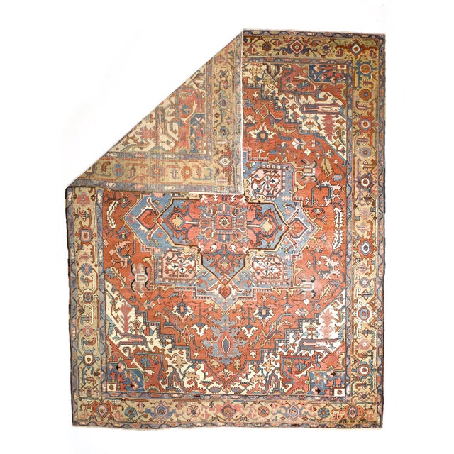 Antique Persian Serapi Rug 9’4” x 12’4”. A higher grade of Heriz carpets, usually in medallion designs, with crisp natural...