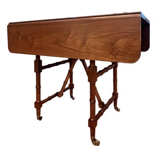 Rare Convertible Bamboo Turned Walnut Drop Leaf Dining Table / Coffee Table For Sale