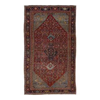 1890s Red Antique Bidjar Handmade Allover Wool Rug For Sale