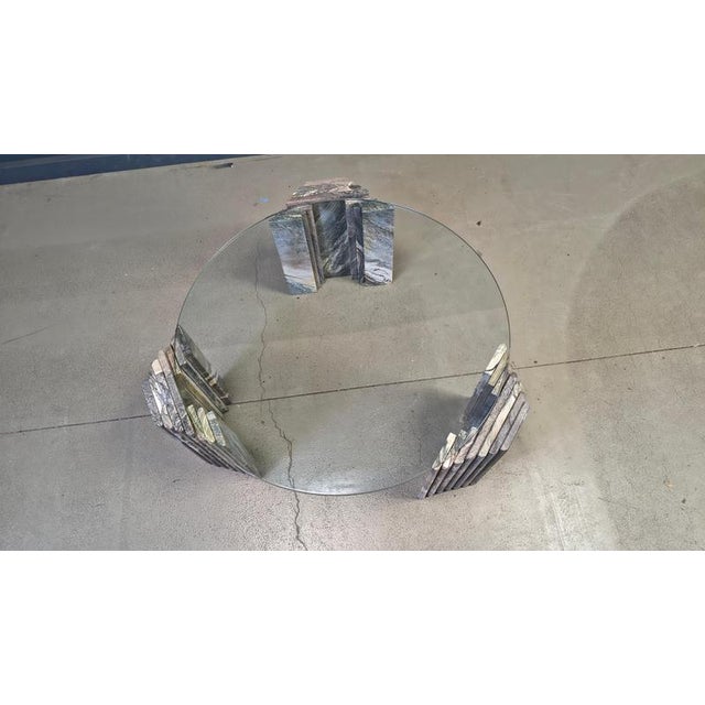 Vintage Italian Marble and Glass Coffee Table, 1970s For Sale - Image 3 of 11