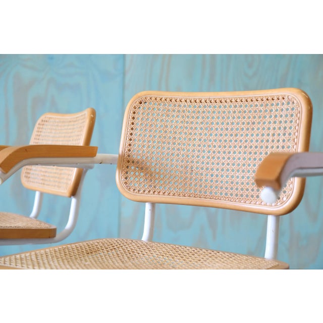 Vintage 1980s Italian Cesca Cane Armchairs - A Pair After Knoll MCM Marcel Breuer For Sale - Image 6 of 13