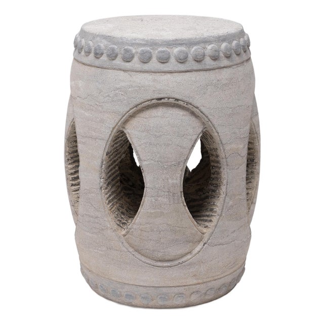 Chinese Interlocking Limestone Drum, C. 2000 For Sale