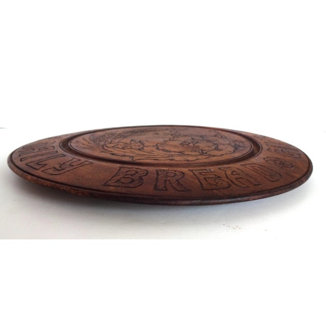 Late 19th Century Antique Art Nouveau Round Hand-Carved Bread Board With Poppies and Wheat For Sale - Image 5 of 9