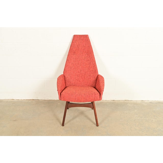 A rare and outstanding Mid-Century Modern high back lounge chair, club chair, or dining captain chair By Adrian Pearsall...