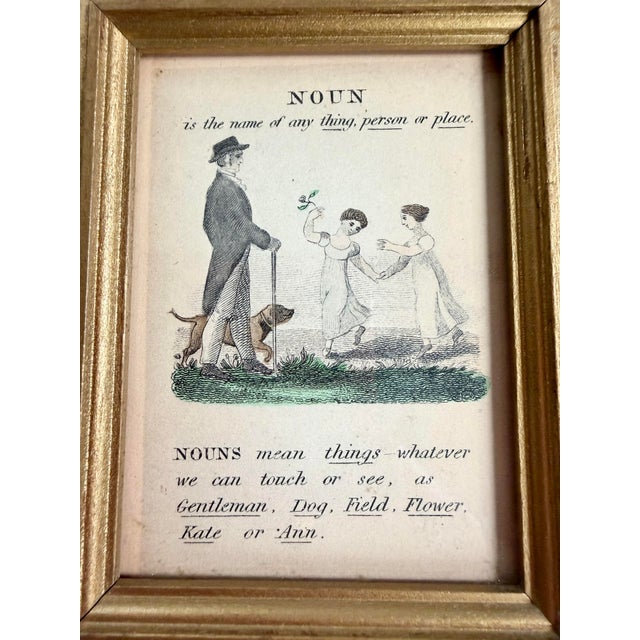 Early 21st Century 2 Antique Victorian English Dictionary Examples Noun/Verb Art Prints Gold Frames For Sale - Image 5 of 10