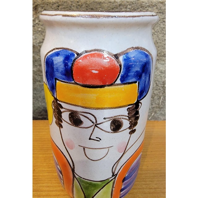 Mid-Century Modern DeSimone Hand Painted Ceramic Vase For Sale - Image 3 of 7