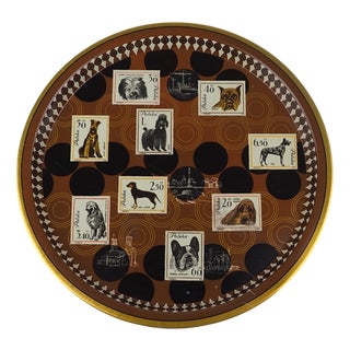 Vintage Polish Tin Tray with Dogs, 1970s For Sale