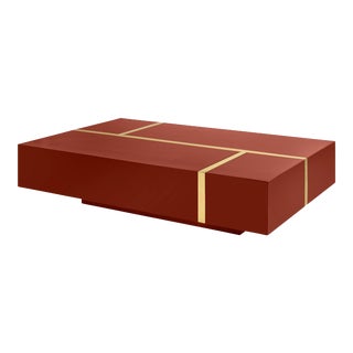 Flair Collection Righe Coffee Table in Cinnabar / Brass For Sale