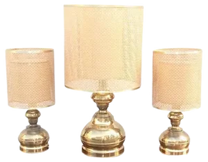 Vintage Brass Table Lamps, 1970s, Set of 3